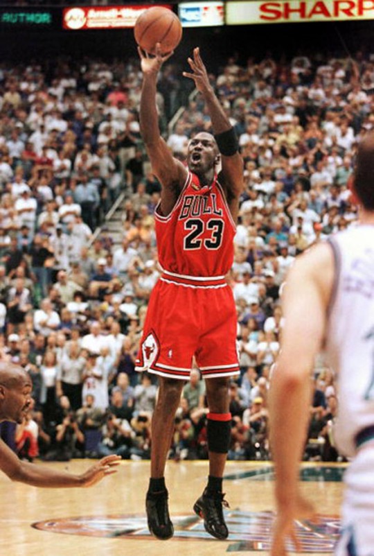 With 5.2 seconds left in the game Michael Jordan o