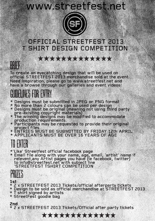 STREETFEST T SHIRT COMPETITION