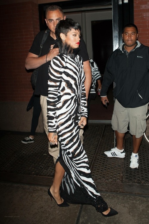 Rihanna-Tom-Ford-Fall-2013-Zebra-Print-Dress-1